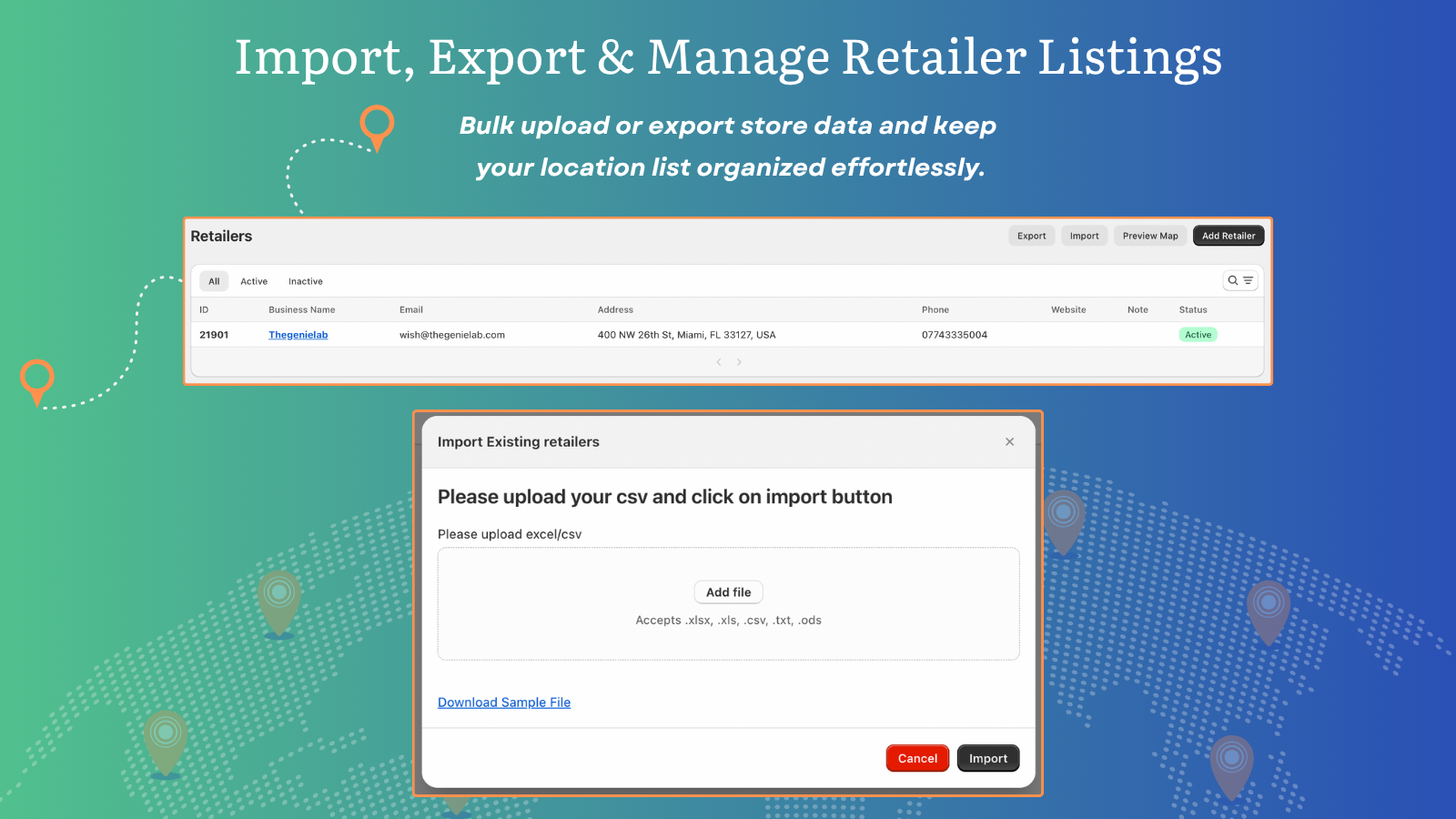 Import, Export & Manage Retailer Listings