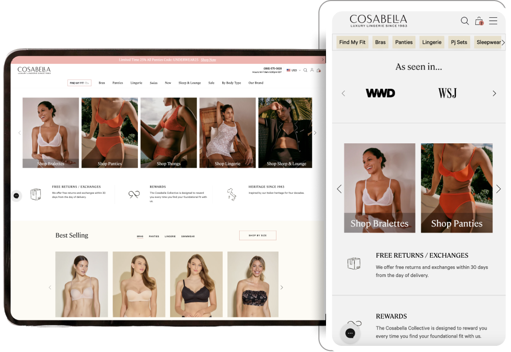 Cosabella partnered with TheGenieLab to build a custom bra size calculator for their Shopify Plus store.